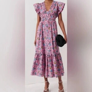 DEREK LAM 10 Crosby GRETA RUFFLED FLORAL-PRINT COTTON-BLEND POPLIN MIDI Dress